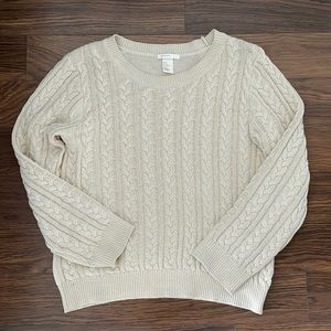 H&M white cream cable knit sweater